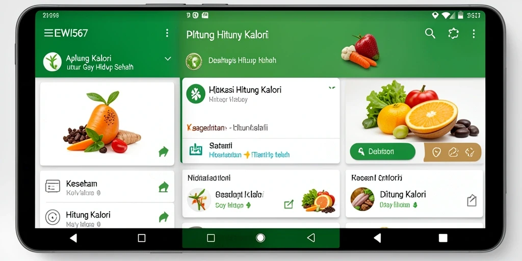 Tampilan antarmuka aplikasi Hitung Kalori DEWI567 yang user-friendly.