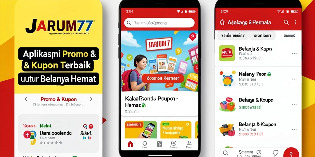 Antarmuka JARUM77 menampilkan berbagai penawaran menarik untuk berbelanja.