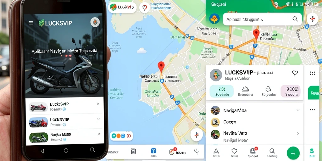 Tampilan antarmuka LUCKSVIP dengan tampilan peta Navigasi Motor yang jelas.