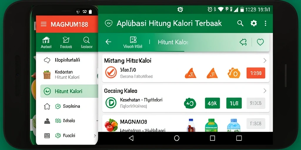 Antarmuka aplikasi MAGNUM188 untuk menghitung kalori dengan mudah.