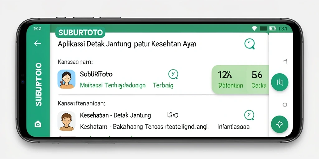 Screenshot SUBURTOTO menampilkan antarmuka pemantauan detak jantung yang intuitif.