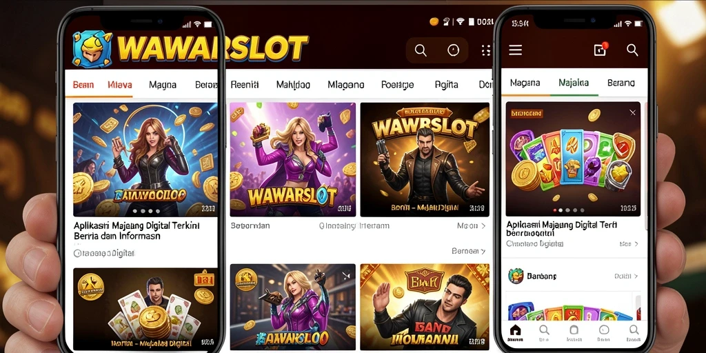 Antarmuka utama WAWARSLOT menampilkan berbagai kategori berita terbaru.